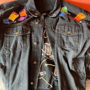 Black embroidered vintage jean cowgirl
